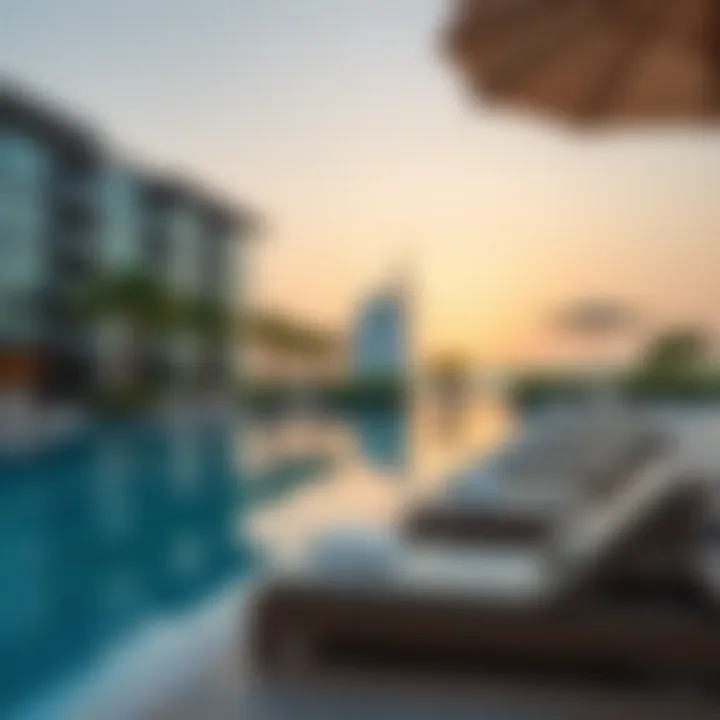 Poolside relaxation area at Wyndham Dubai Marina